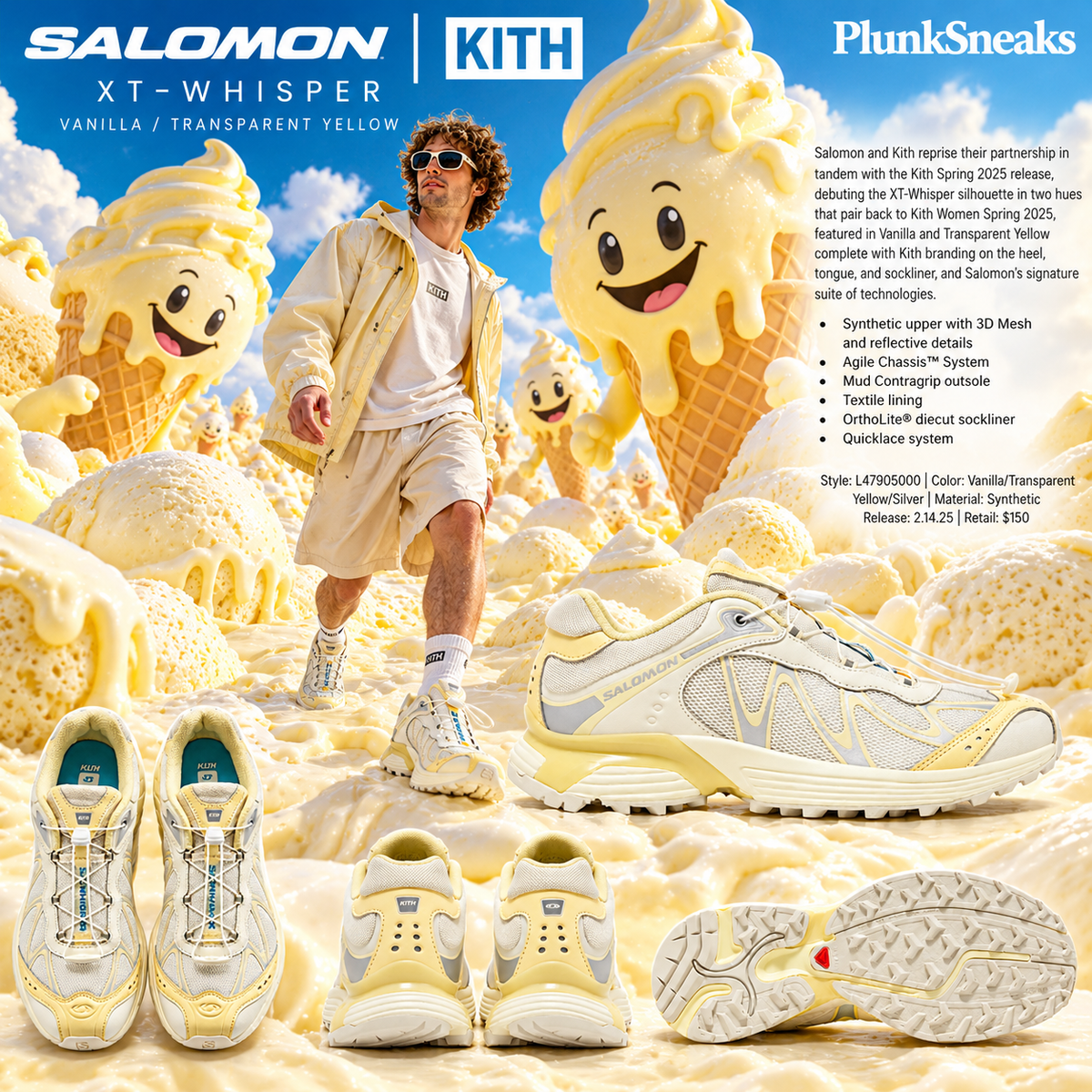 KITH for Salomon XT-Whisper Vanilla Transparent Yellow 2025