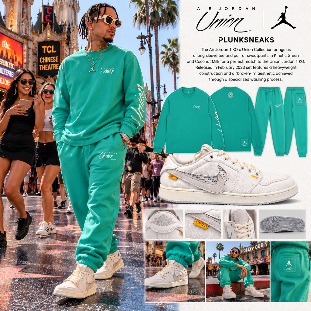 Air Jordan 1 KO x Union LA Long-Sleeve Tee Kinetic Green/Coconut Milk 2023 (USED)