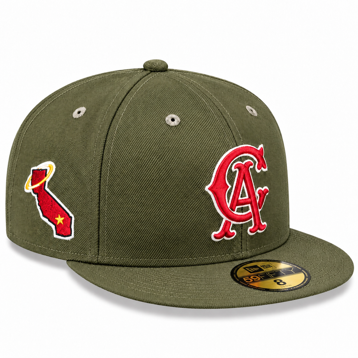 Hat Club New Era California Angels 59FIFTY Fitted Hat Olive Red 2022