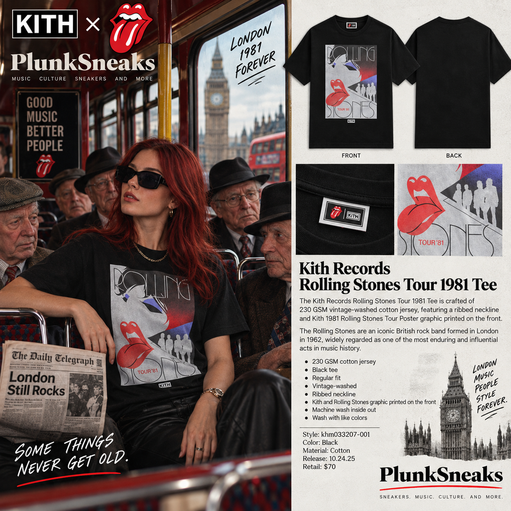 Kith Records for The Rolling Stones Tour 1981 Tee Black 2025