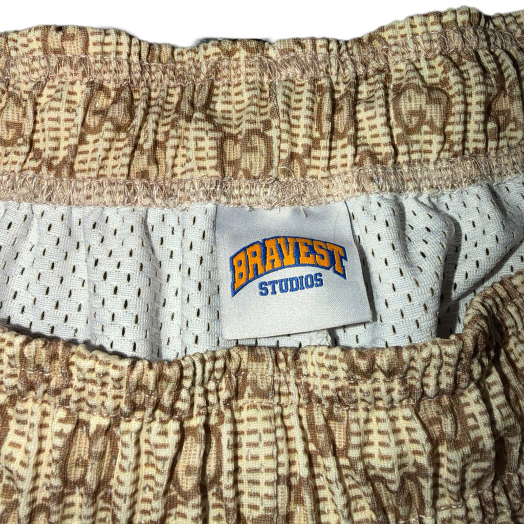 Bravest Studios Gucci-Inspired Mesh Monogram Shorts Tan 2020 (USED)