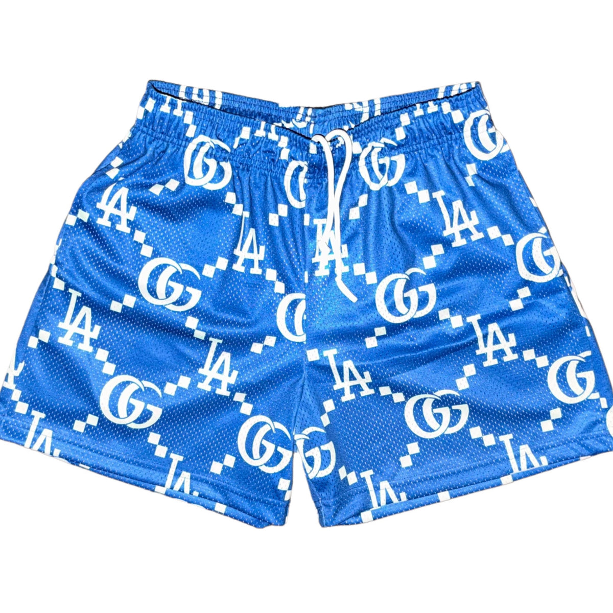 Bravest Studios Los Angeles Dodgers Gucci-Inspired Mesh Monogram Shorts Royal Blue 2022