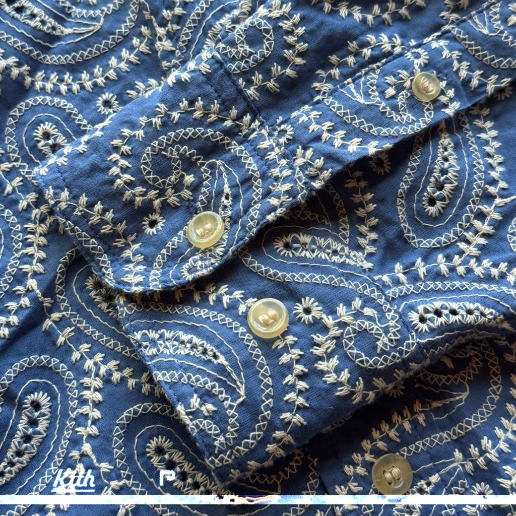 Aimé Leon Dore Paisley Embroidered Button Down Blue 2024