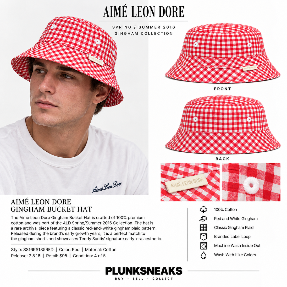 Aime Leon Dore Gingham Plaid Bucket Hat 2016 (USED)
