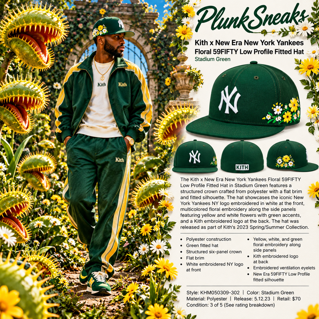 Kith New Era New York Yankees Floral Fitted Hat Stadium 2023 (USED)