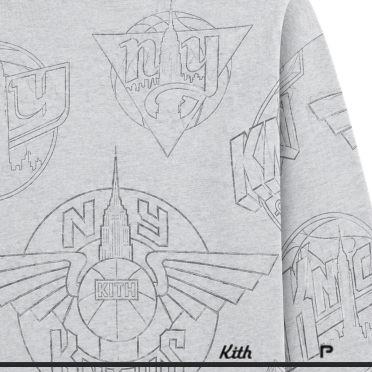 Kith for the New York Knicks Sketched Nelson Crewneck Light Heather Grey 2024