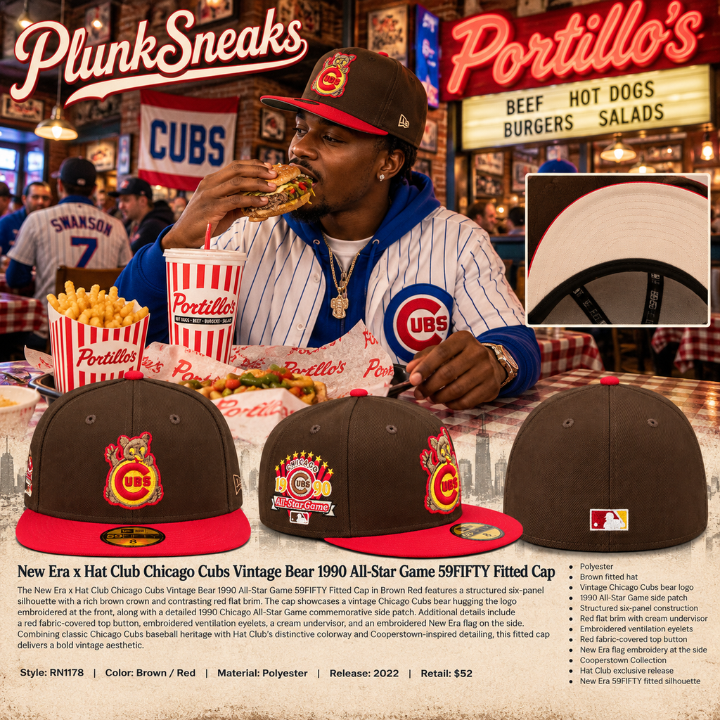 Hat Club New Era Chicago Cubs Vintage Bear 1990 All-Star Game 59FIFTY Fitted Hat Brown Red 2022