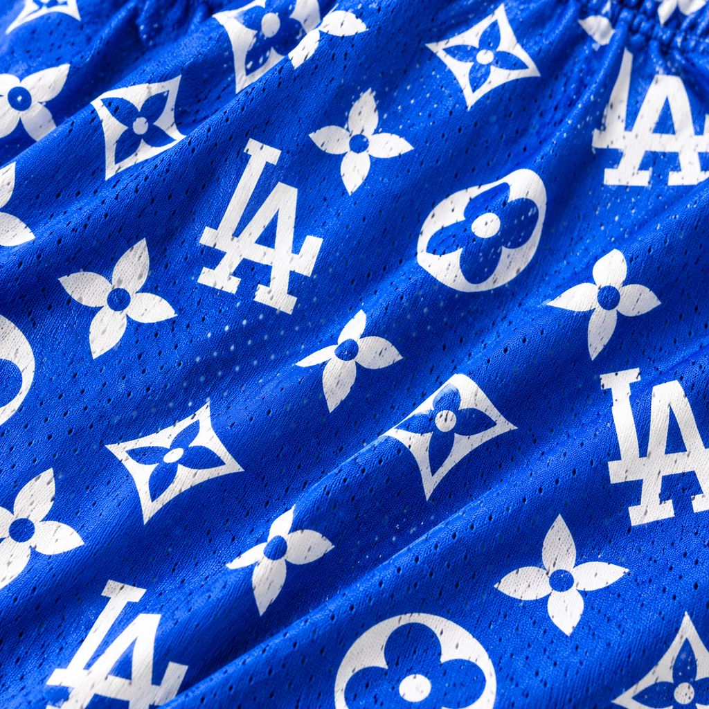 Bravest Studios Los Angeles Dodgers Louis Vuitton-Inspired Mesh Monogram Shorts Royal Blue 2021