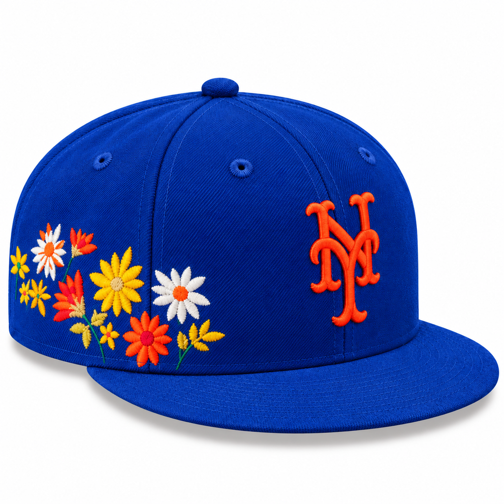 Kith New Era New York Mets Floral Fitted Hat Royal Blue 2023 (USED)