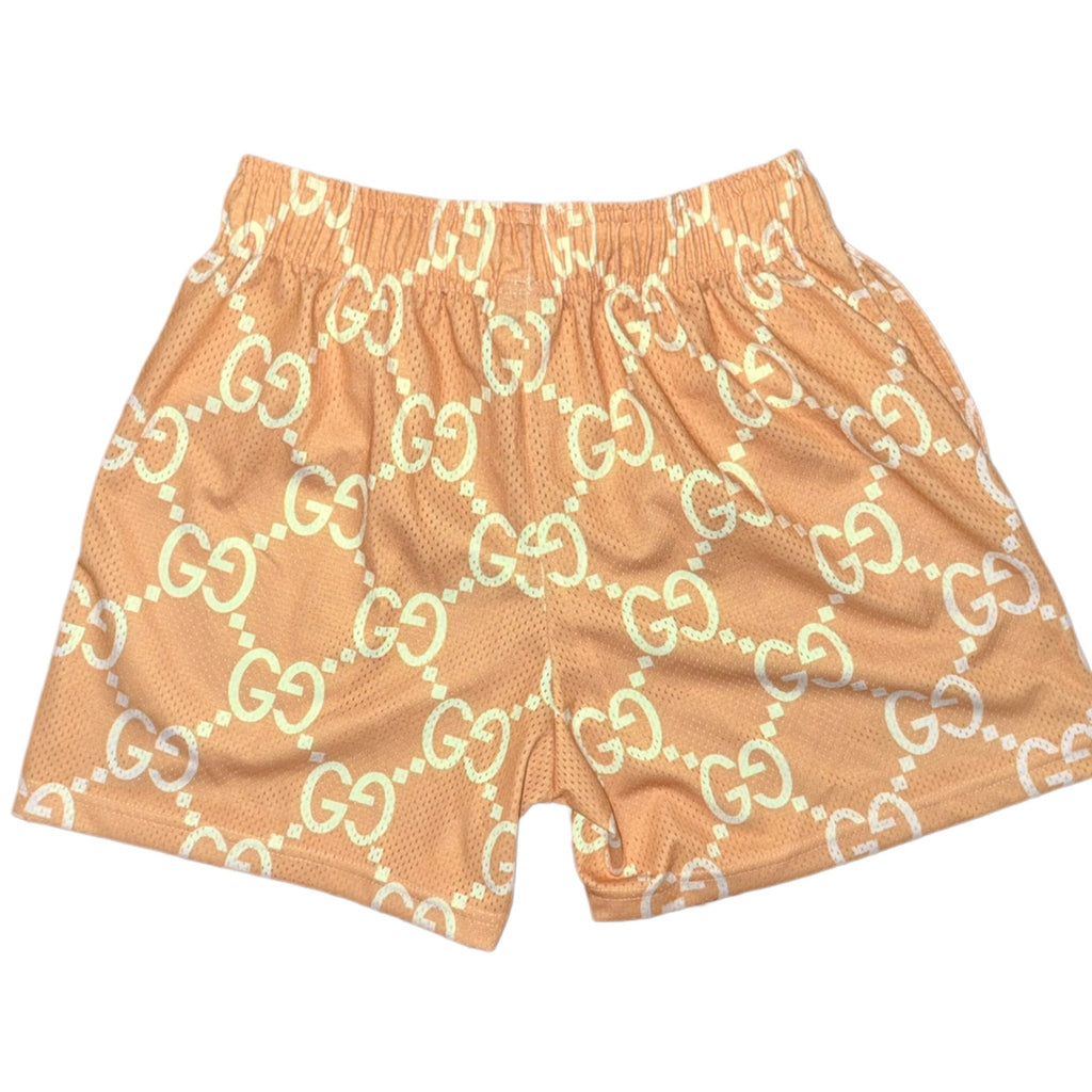 Bravest Studios Gucci-Inspired Mesh Monogram Shorts Salmon 2021 (USED)