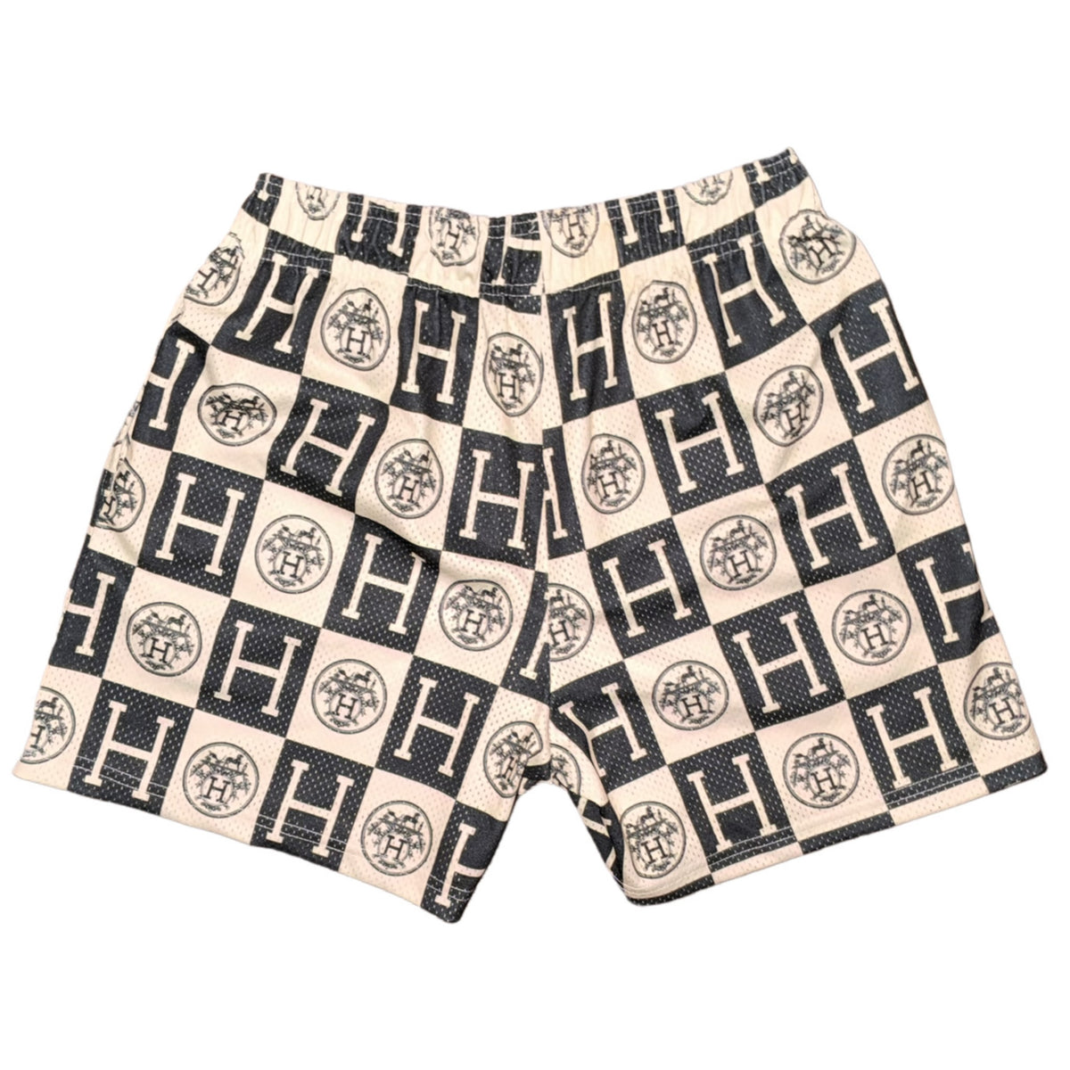Bravest Studios Hermès-Inspired Mesh Monogram Shorts Cream Black 2022 (USED)