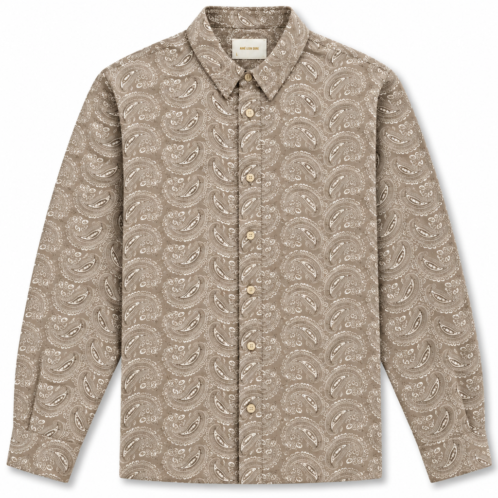 Aimé Leon Dore Paisley Embroidered Button Down Laurel Oak 2024