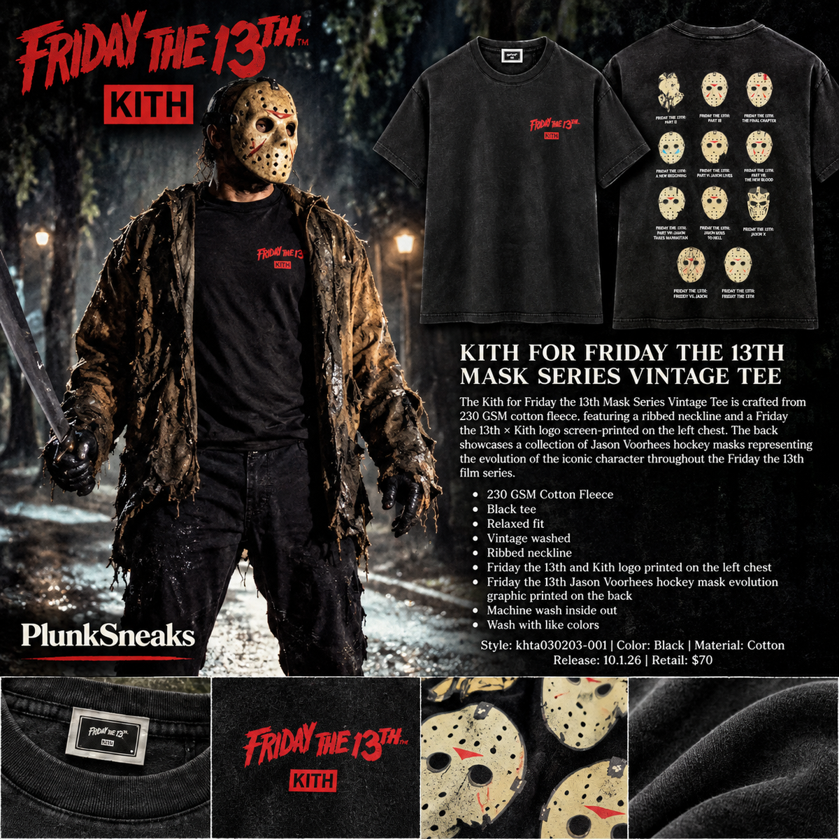 Kith Friday The 13th Jason Voorhees Mask Series Vintage Tee Black 2026
