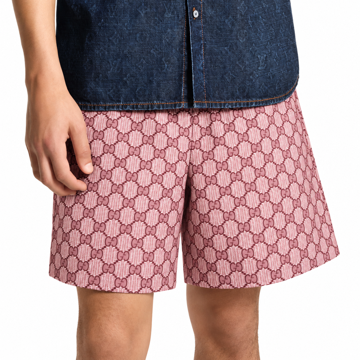 Bravest Studios Gucci-Inspired Mesh Monogram Shorts Rose 2020 (USED)
