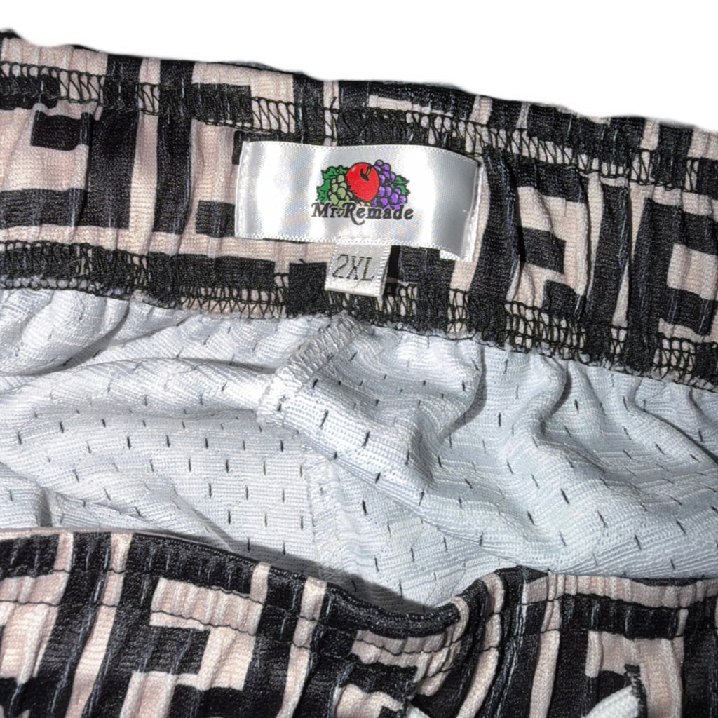 Mr Remade Fendi-Inspired Mesh Monogram Shorts Cream 2021 (USED)