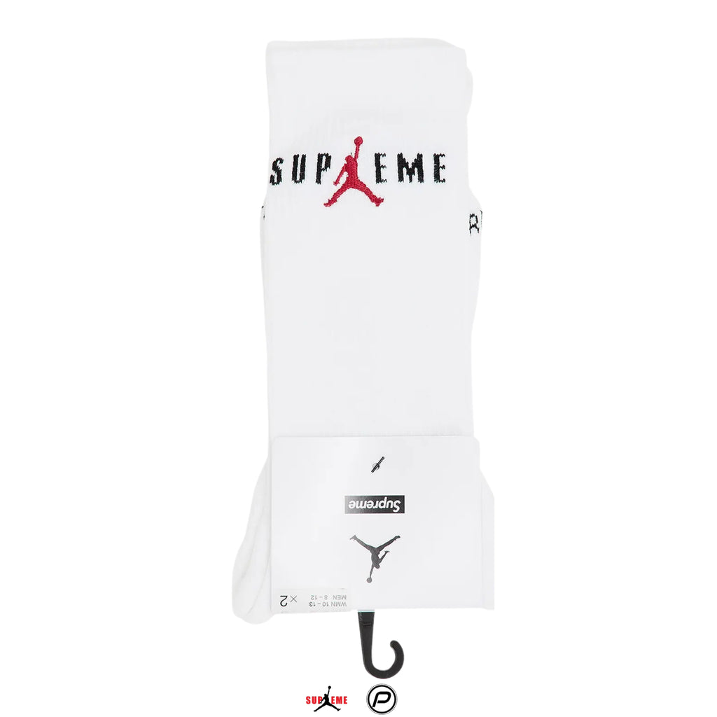 Supreme x Jordan Crew Socks White (2 Pack) 2024