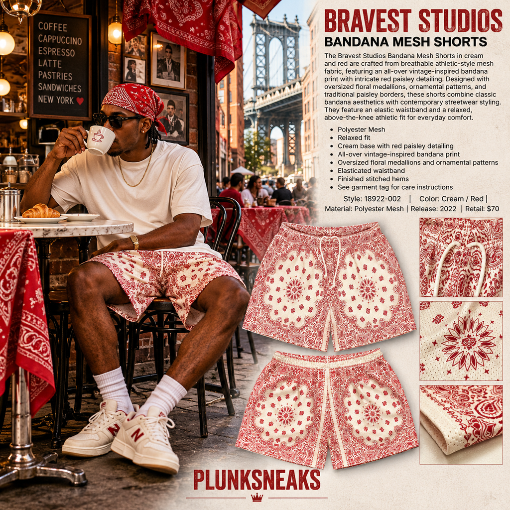 Bravest Studios Bandana Mesh Shorts Cream Red 2022 (USED)