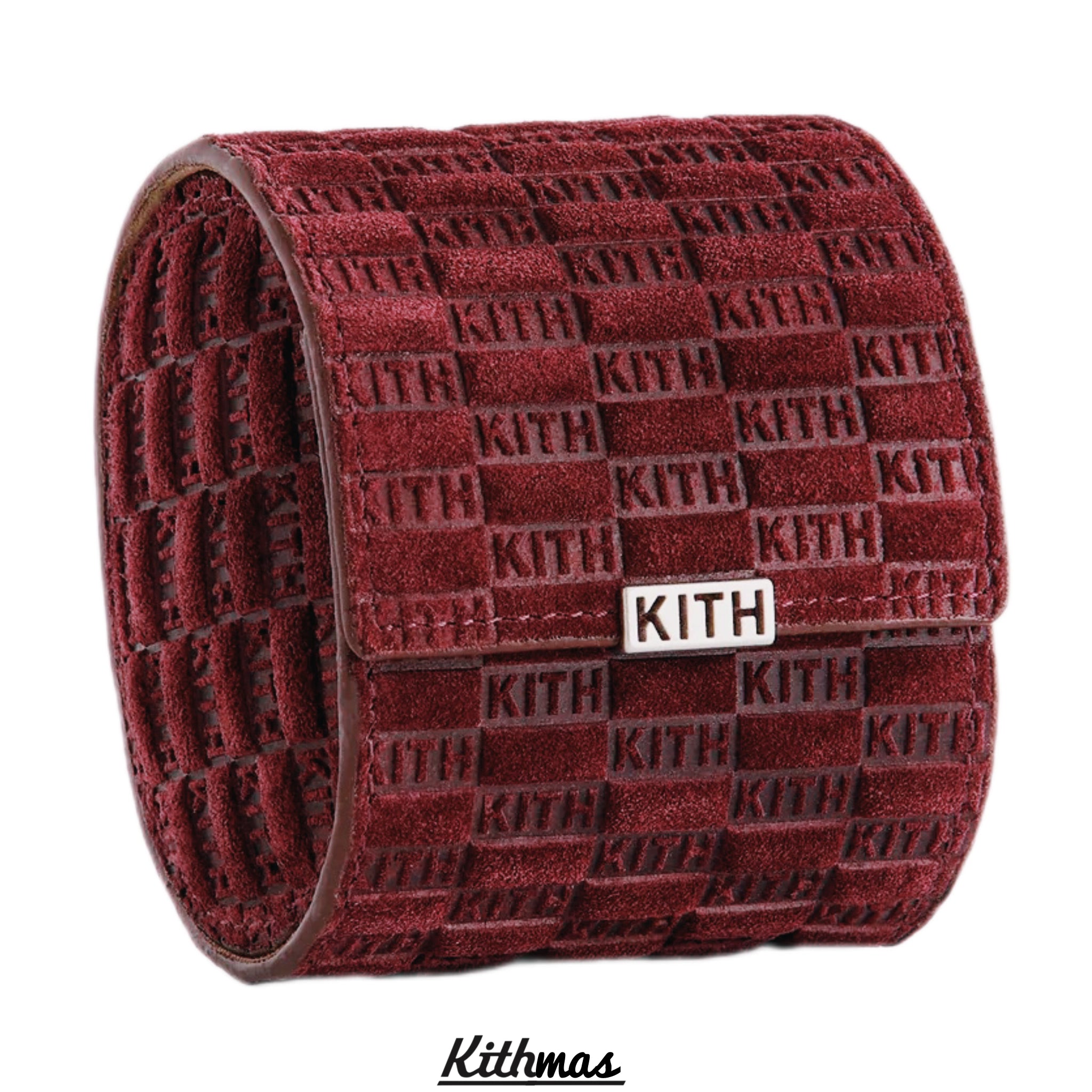 Kithmas Monogram Suede Leather Single Watch Roll Case | Magma