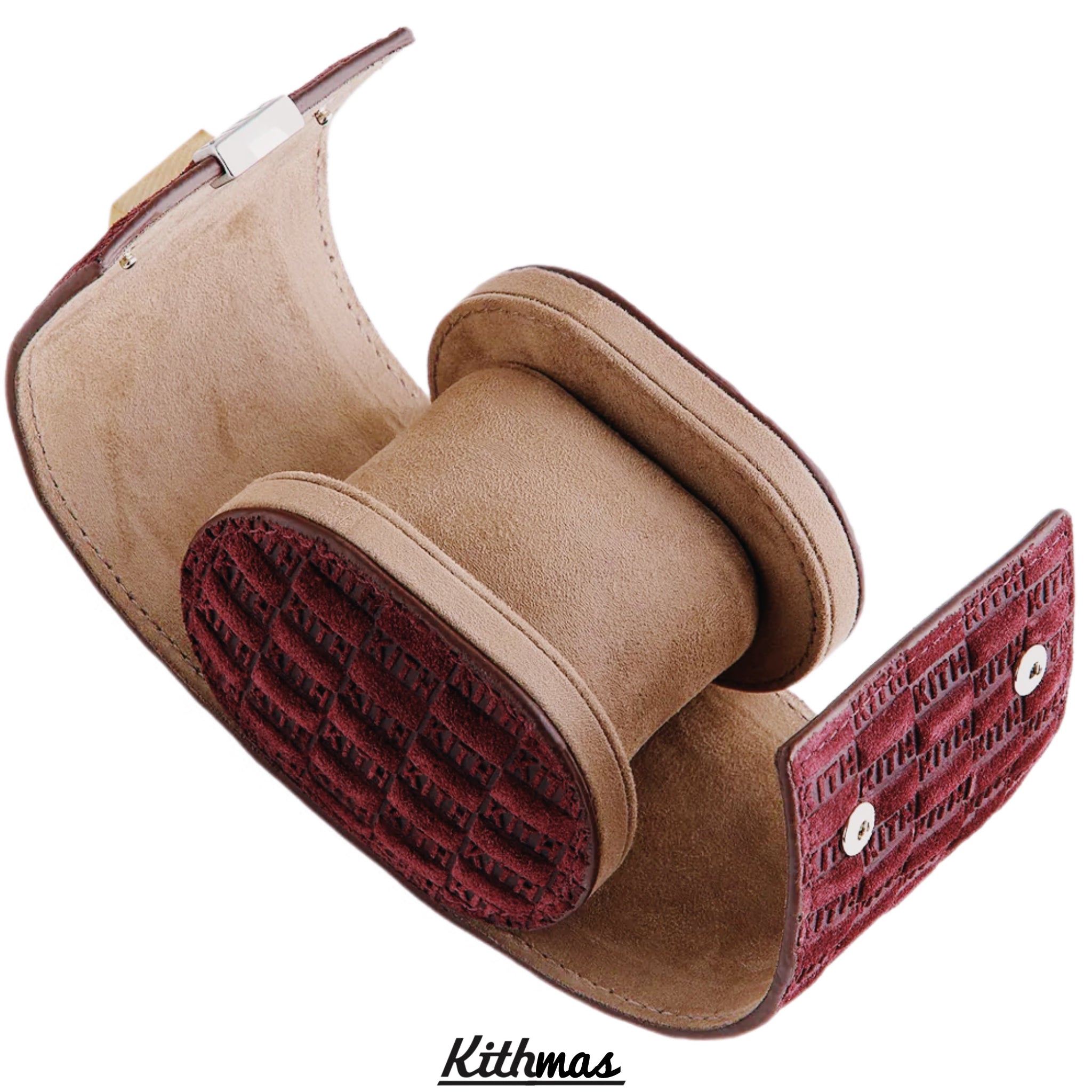 Kithmas Monogram Suede Leather Single Watch Roll Case | Magma