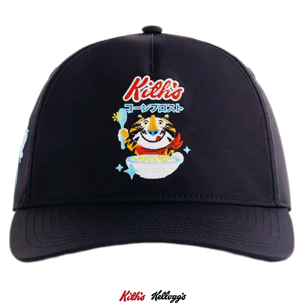 Kith Treats Kellogg’s Frosted Flakes Cereal Tony the Tiger Nylon Bay Low Pinch Crown Snapback Hat