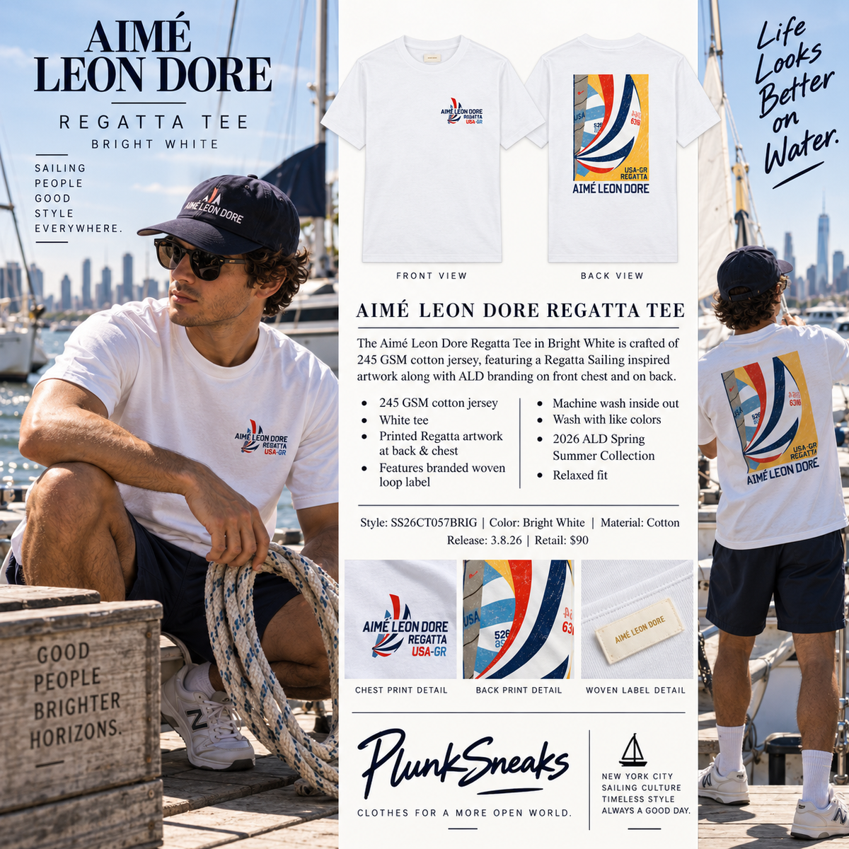 Aimé Leon Dore Regatta Tee Bright White 2026