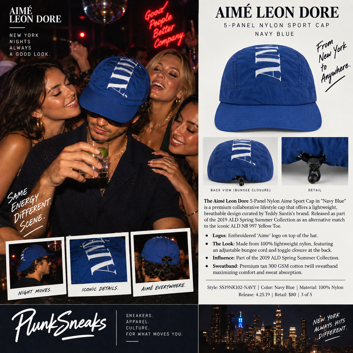 Aimé Leon Dore Nylon Aime Sport Cap Navy Blue 2019 (USED)