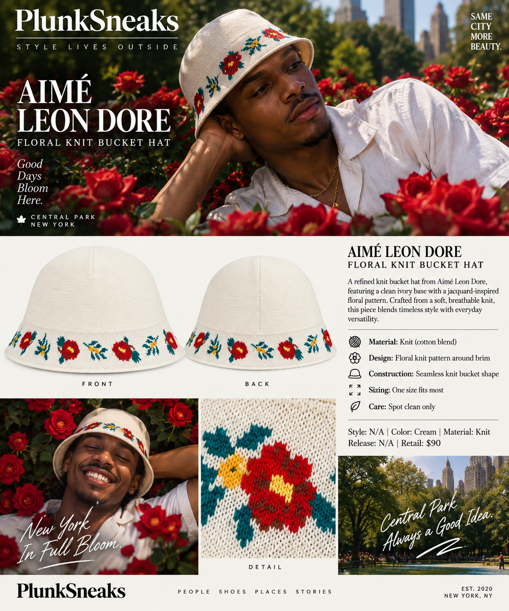 Aimé Leon Dore Roses Floral Knit Bucket Hat 'Pristine' 2023 (USED)