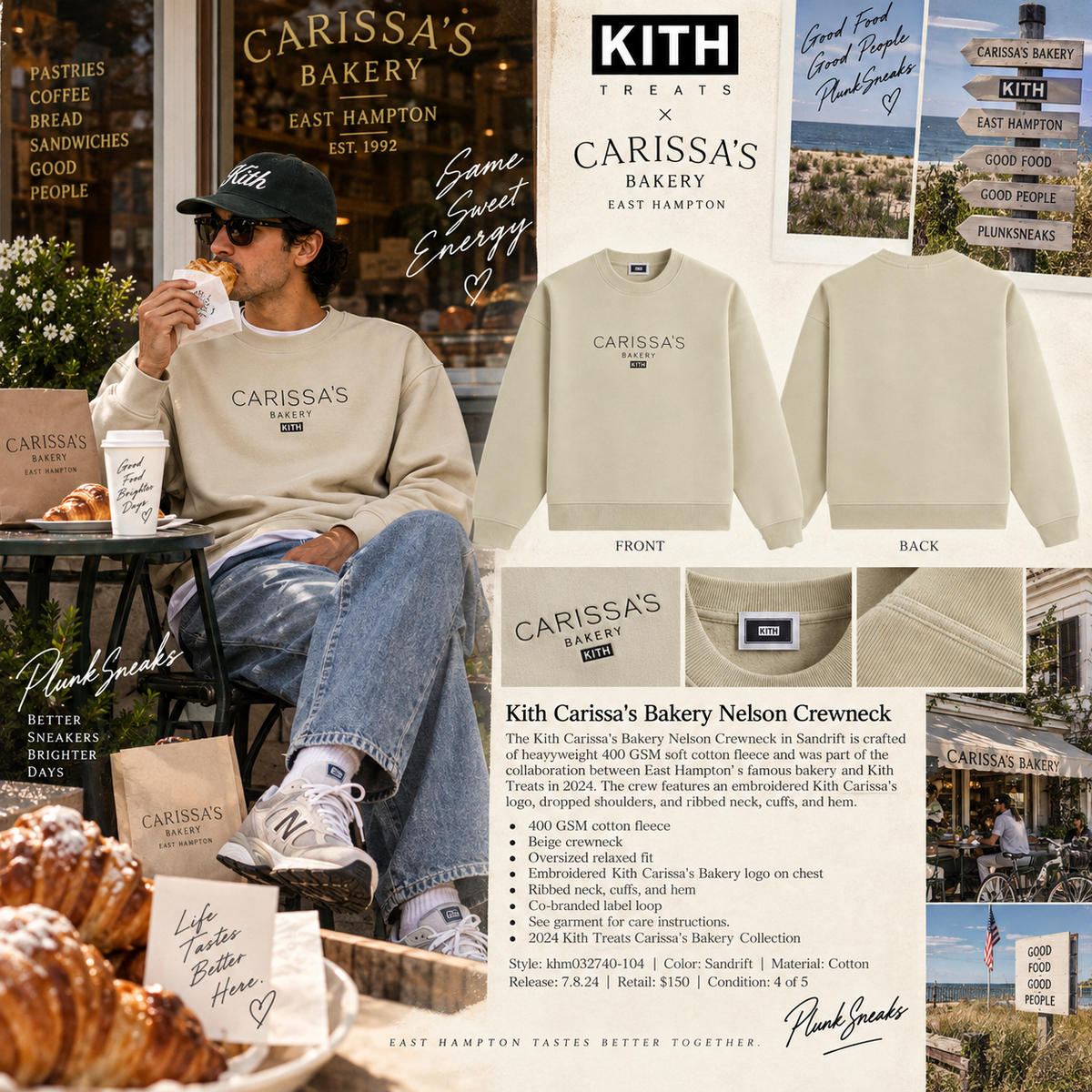 Kith Treats Carissa's Bakery Nelson Crewneck Sandrift 2024 (USED)