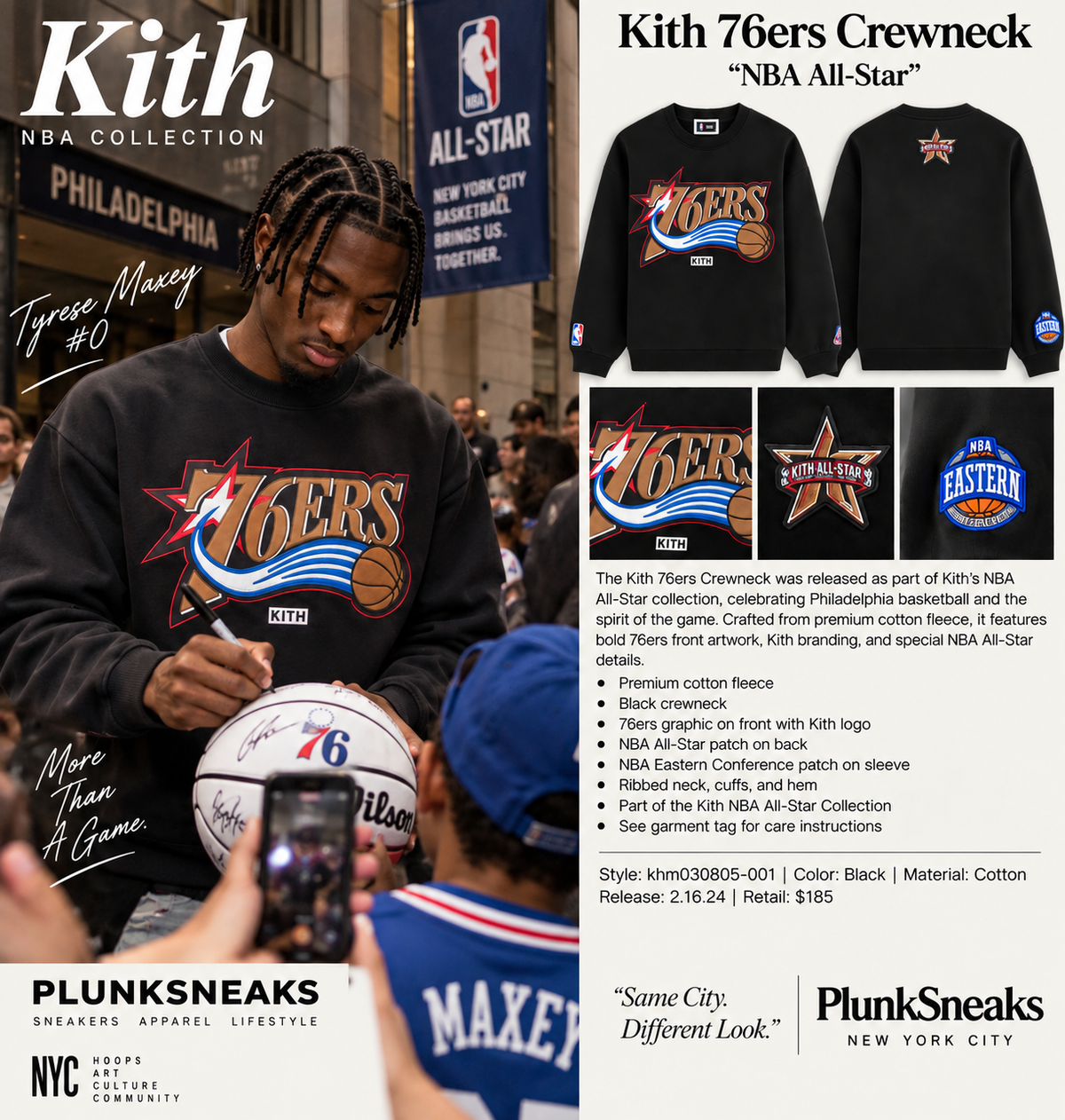 Kith for NBA All-Star Philadelphia 76ers Nelson Crewneck Black 2026