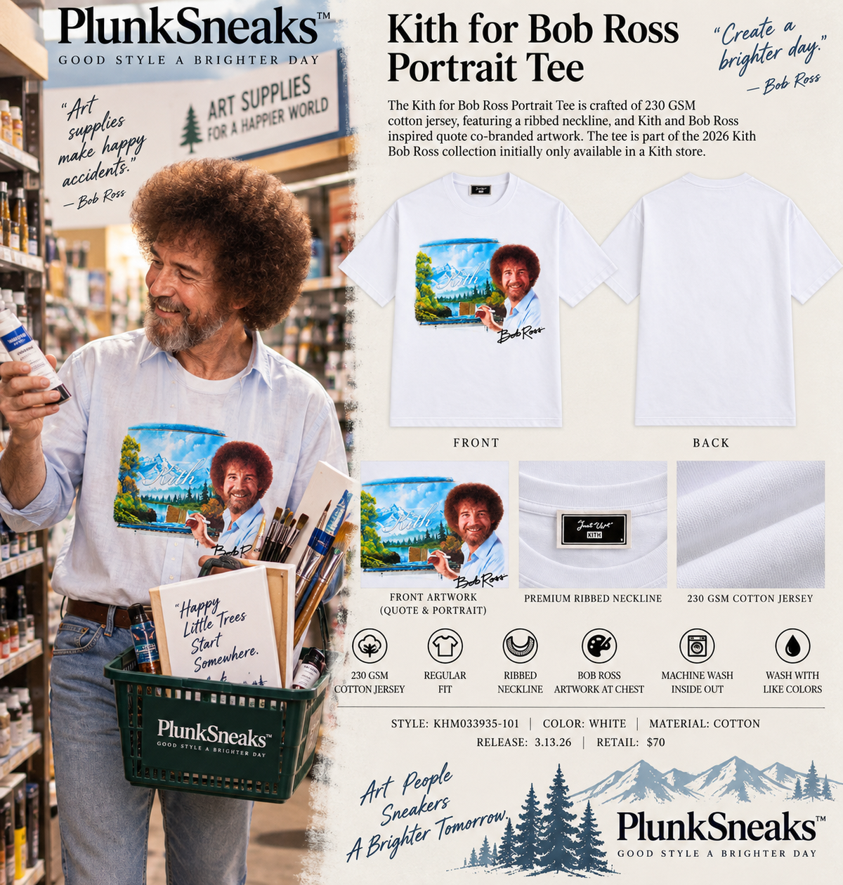 Kith for Bob Ross Portrait Tee White 2026
