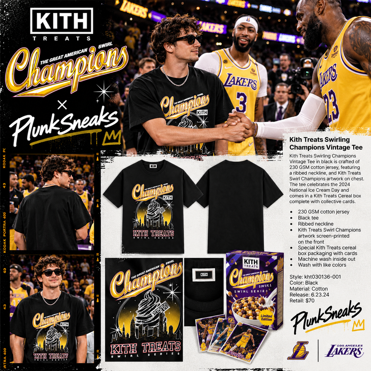 Kith Treats Swirl Champions Vintage Tee Black 2024