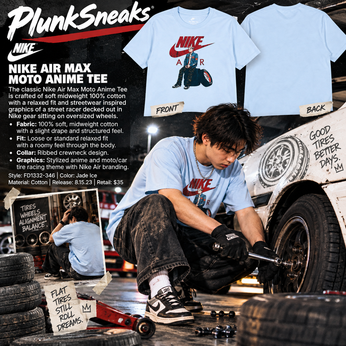 Nike Air Max Moto Anime Vintage Tee Jade Ice 2023