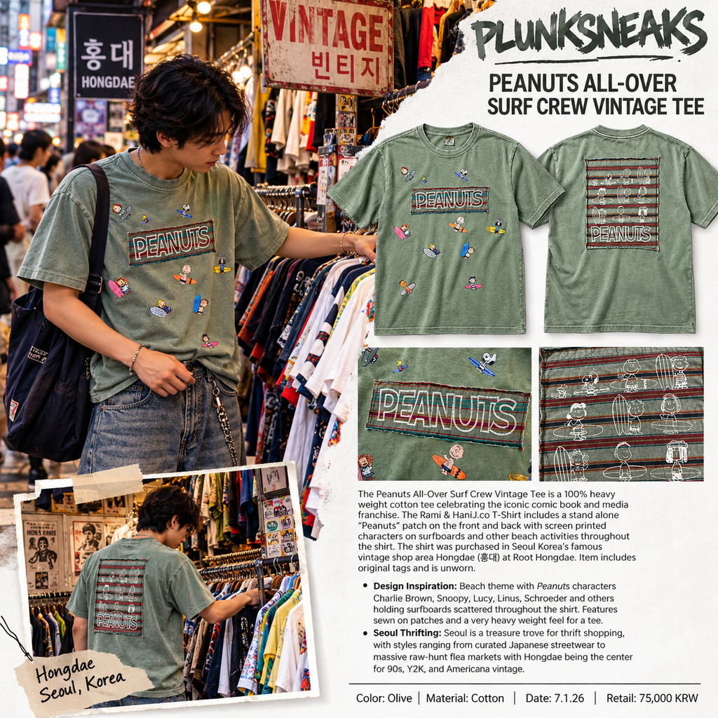 Peanuts All-Over Surf Crew Vintage Tee | Korea Exclusive 2026