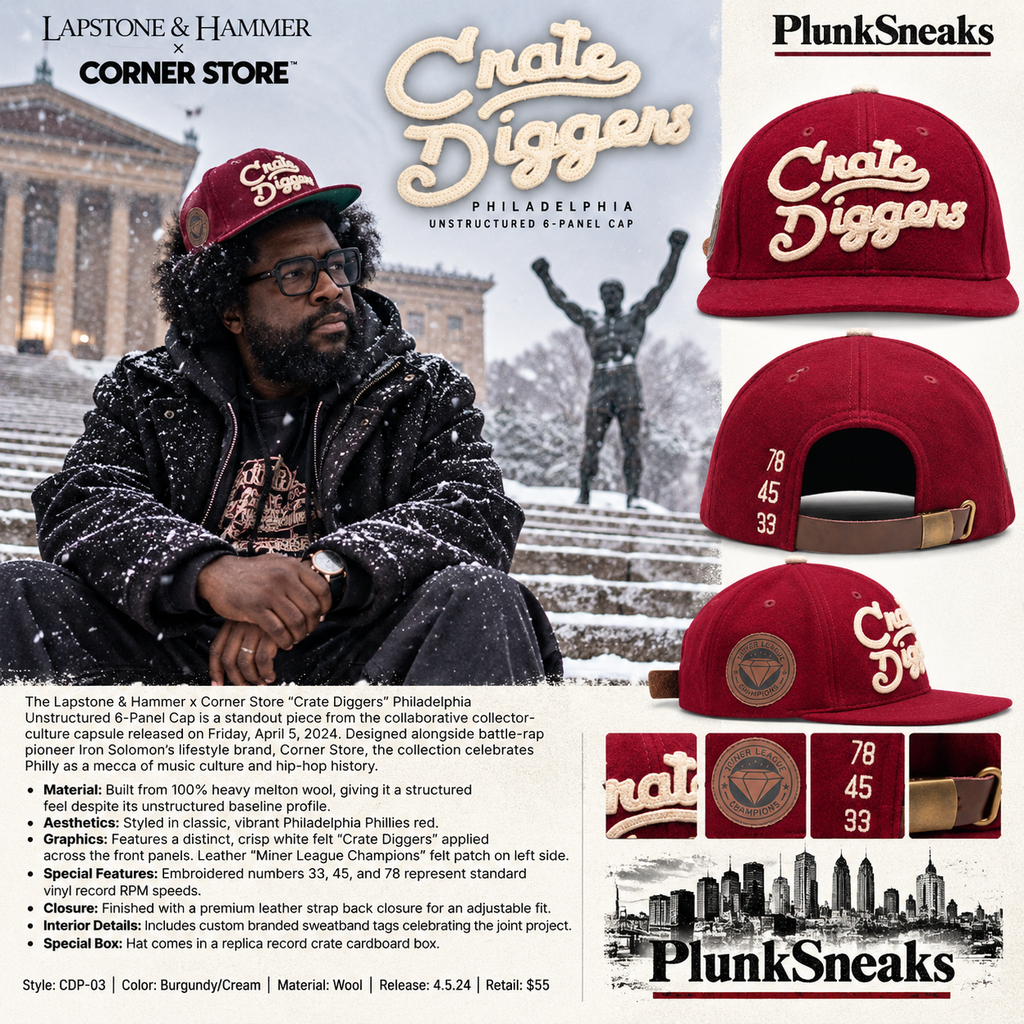 Lapstone & Hammer x Corner Store Crate Diggers Philly Unstructured 6-Panel Cap 2024