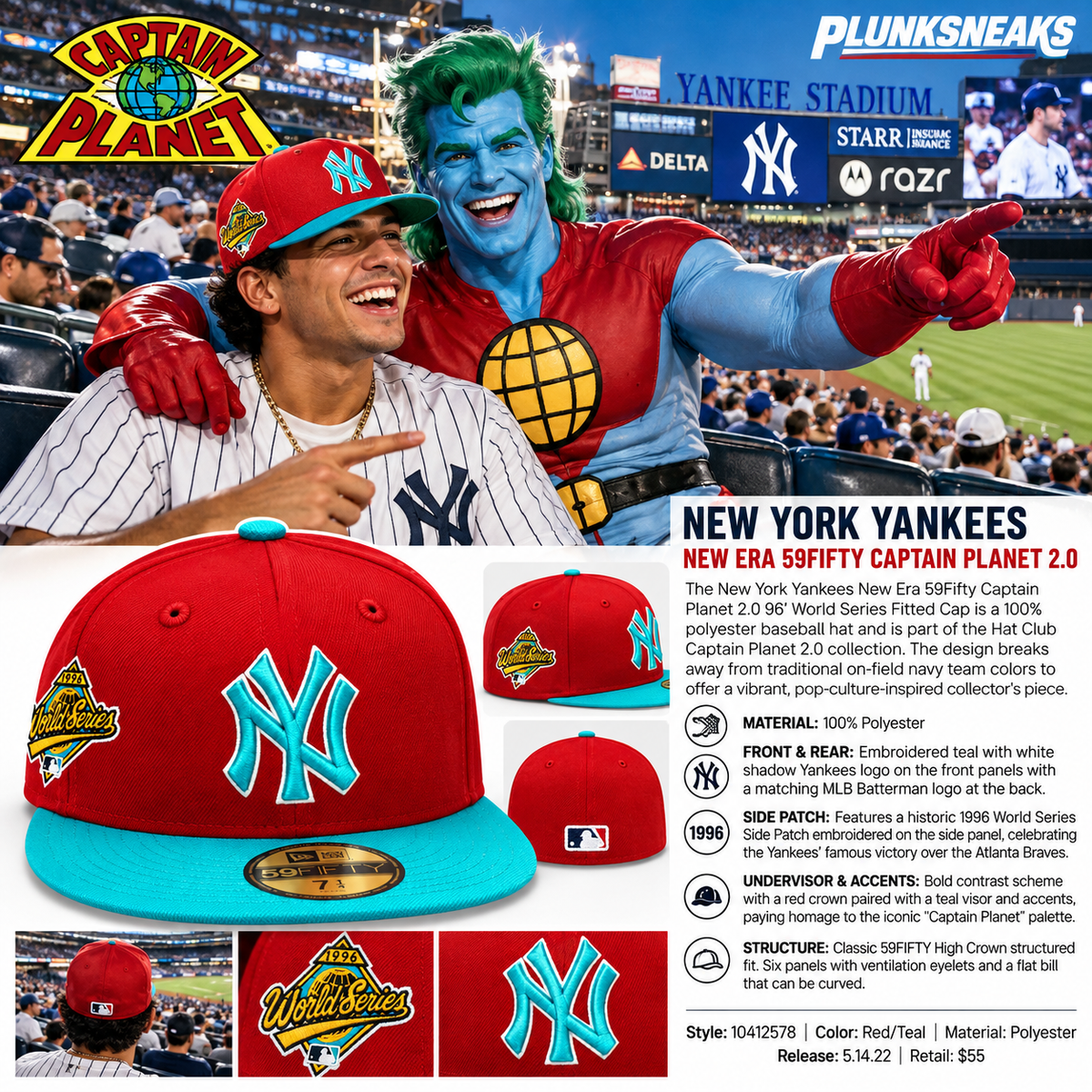 New York Yankees New Era 59Fifty Captain Planet 2.0 96’ World Series Fitted Cap 2022