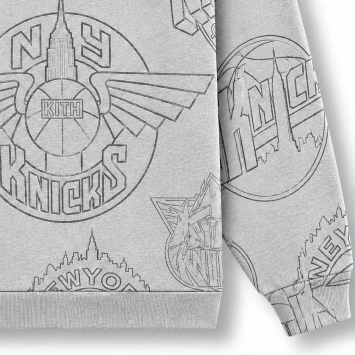 Kith for the New York Knicks Sketched Nelson Crewneck Light Heather Grey 2024