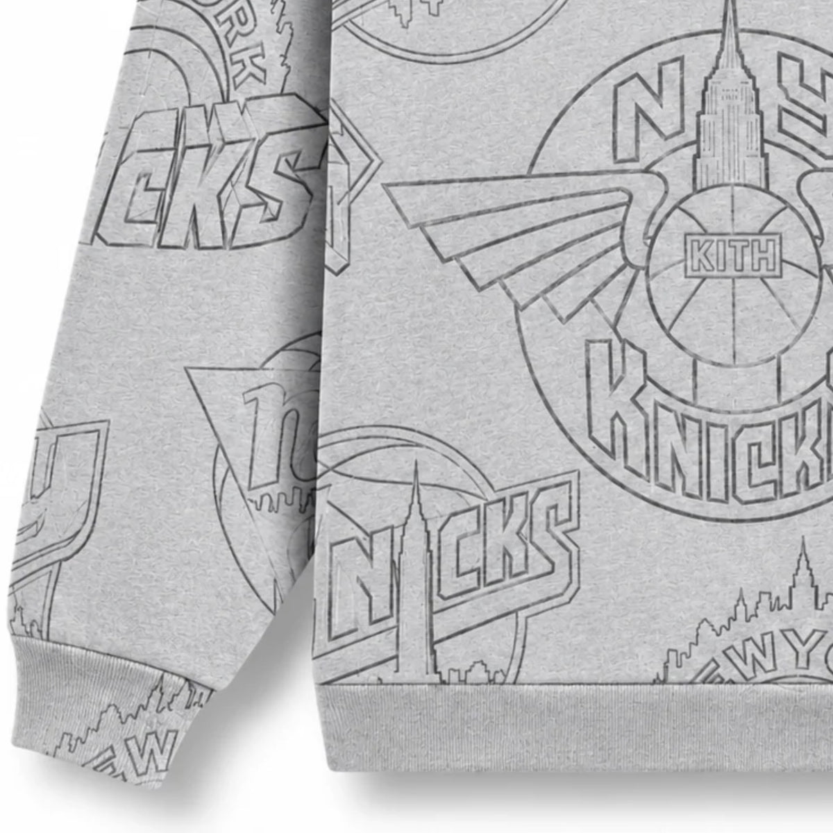 Kith for the New York Knicks Sketched Nelson Crewneck Light Heather Grey 2024