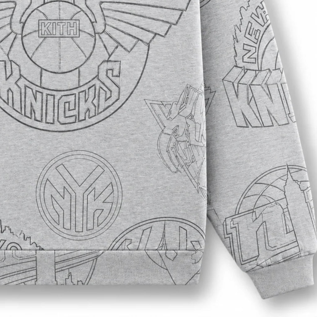 Kith for the New York Knicks Sketched Nelson Crewneck Light Heather Grey 2024