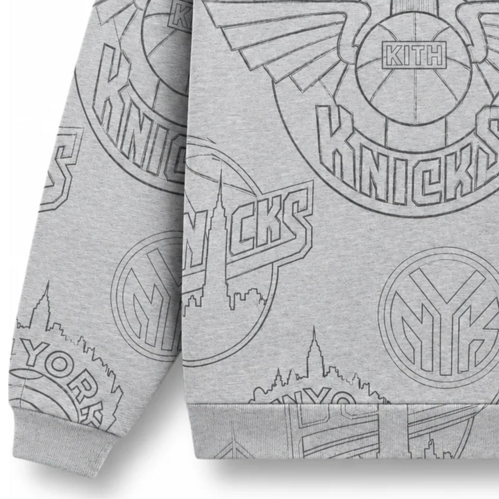 Kith for the New York Knicks Sketched Nelson Crewneck Light Heather Grey 2024